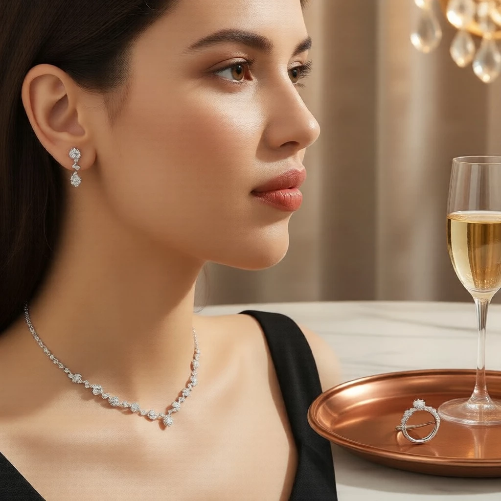 Bộ Trang Sức Đá Quý Lấp Lánh: Dây Chuyền & Bông Tai cho Dịp Cưới
