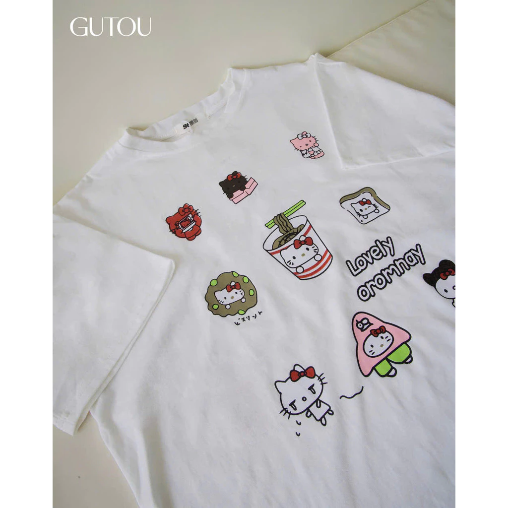 QCCC L1 Áo Thun Trắng In Hình Hello Kitty G168