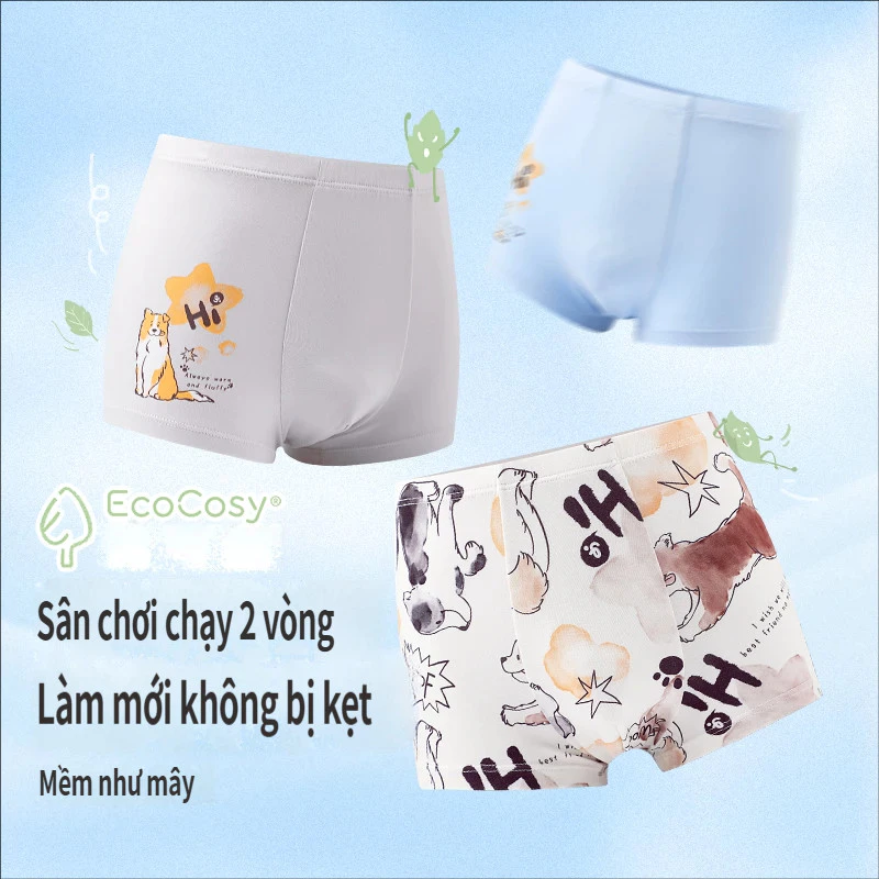 [3 Gói] Quần lót trẻ em siêu mềm mại kháng khuẩn cao cấp Jiusuiban, mềm mại, thấm mồ hôi, siêu mềm, tiêu chuẩn loại A