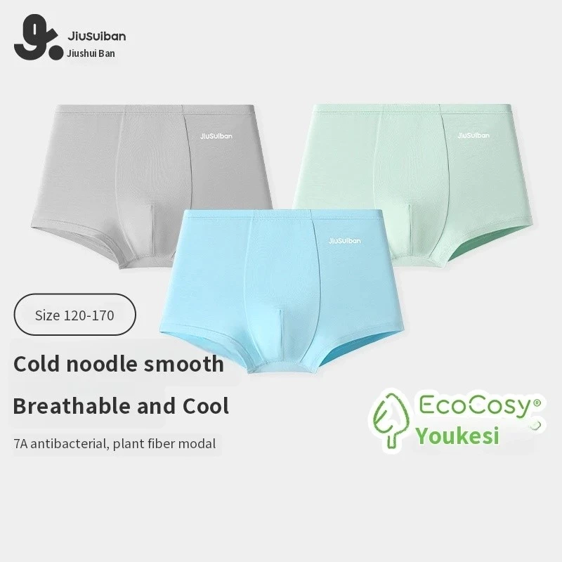 Jiusuiban Quần Lót Trẻ Em Bé Trai Bé Gái Boxer Mỏng Phong Cách Trung Lớn Trẻ Em 6-12 Tuổi Thiếu Niên Một Lớp Kháng Khuẩn Thoáng Khí Quần Đùi Boxer