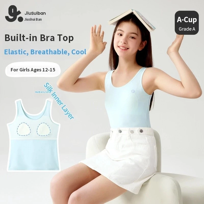Jiusuiban [Đi kèm với áo lót đế lót ly] 12-15 tuổi Học sinh trung học cơ sở nữ Áo vest hai tầng chống đùn không nhúng
