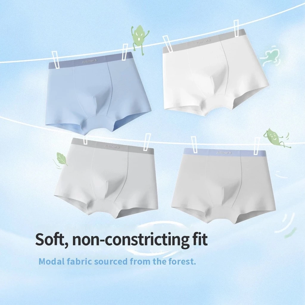 Jiusuiban [Modal Slippery] 4 Gói Quần Short Boxer Bé Trai 7A Quần Short Liền Mạch Kháng Khuẩn