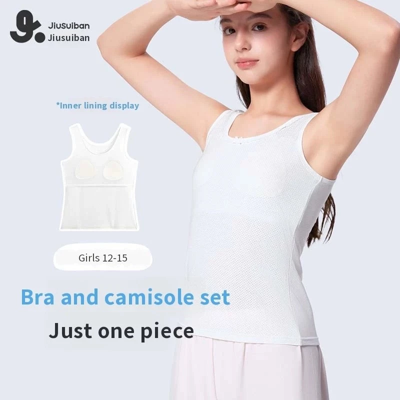 Jiusuiban [Hai giai đoạn] Áo ngực trẻ em lớn phát triển dành cho nữ sinh trung học cơ sở Áo Vest một mảnh có miếng đệm ngực