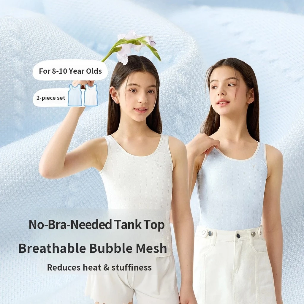 Jiusuiban [8-10 Tuổi Không Áo Vest Ngực] 2 Miếng Bé Gái Một Giai Đoạn Bảo Vệ Bụng Dài Làm Mới Thoáng Khí Quần Lót Mỏng