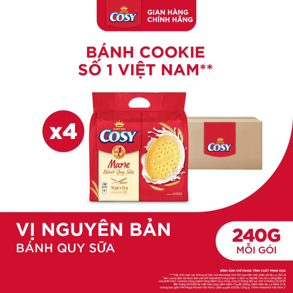 Combo 4 Gói Bánh Quy Sữa Cosy Marie 240g