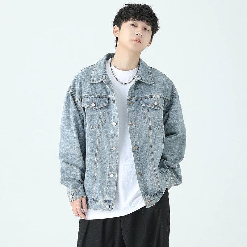 Áo Khoác jean nam trơn cúc cài Unisex nam nữ Form Rộng ,áo khoác bò dáng suông phong cách trẻ trung màu xanh đen