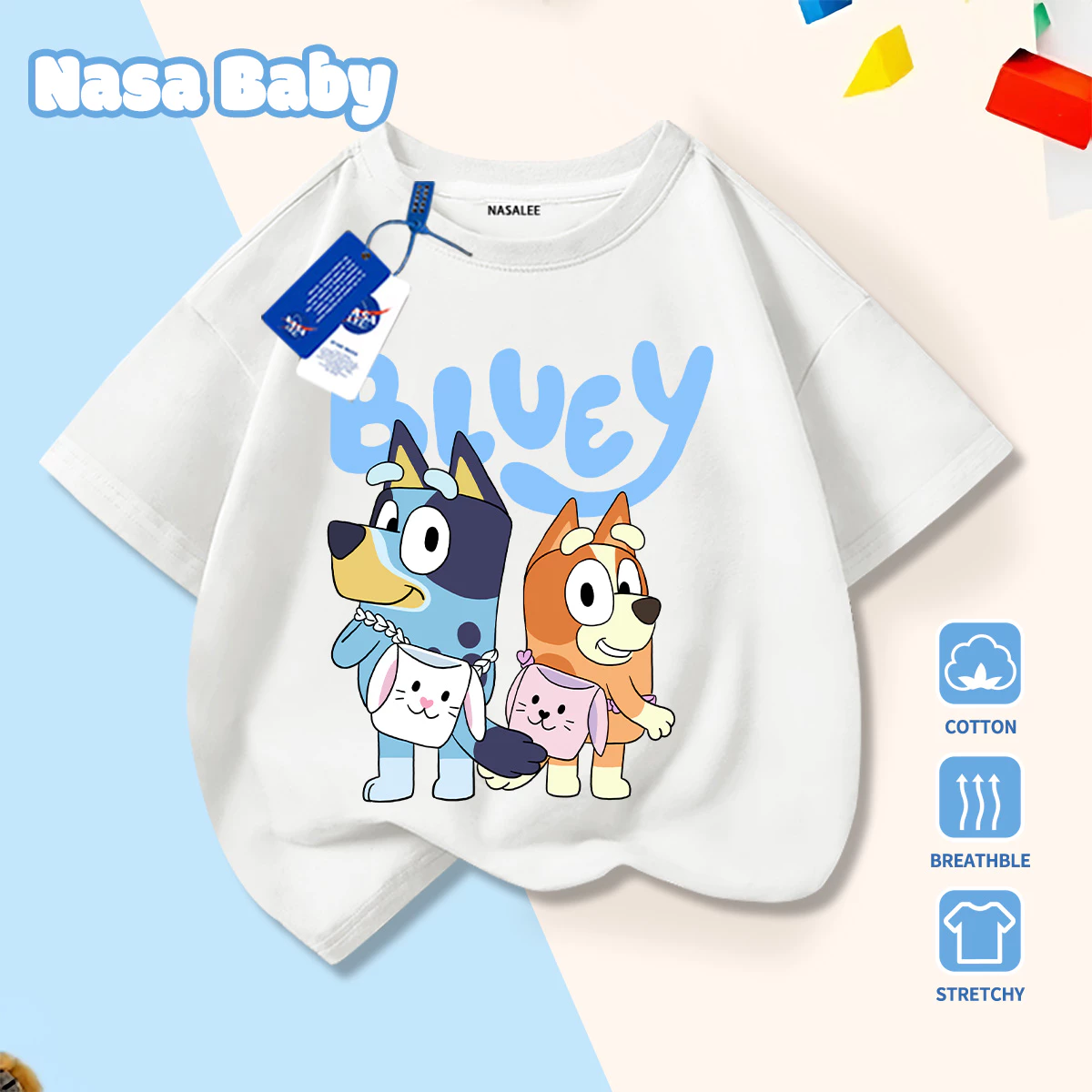 [Giao hàng trong ngày] Áo thun ngắn tay màu trắng cho trẻ em Cotton thoáng khí thoải mái Quần áo bé trai bé gái Thời trang Họa tiết hoạt hình nửa tay