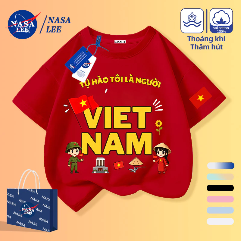 [Giao hàng trong ngày] Áo thun nửa tay ngắn Cotton màu đỏ lớn cho trẻ em Quần áo trẻ em Họa tiết dân tộc Áo chui đầu rộng