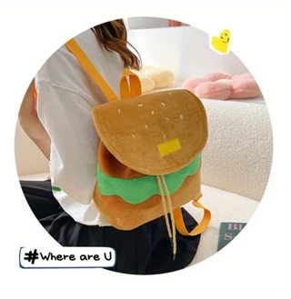 Hamburger Hoạt Hình Dễ Thương Ba Lô Nhỏ Ba Lô Hamburger Dung Tích Lớn 