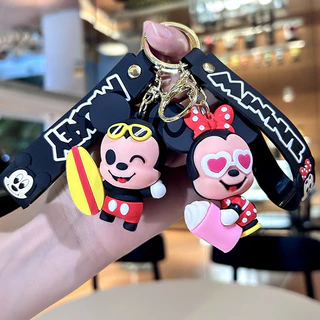 Q Phiên Bản Dễ Thương Mickey Minnie Móc Khóa Dễ Thương Đứng Dễ Thương Mặt Dây Chuyền Hoạt Hình Móc Khóa Silicone