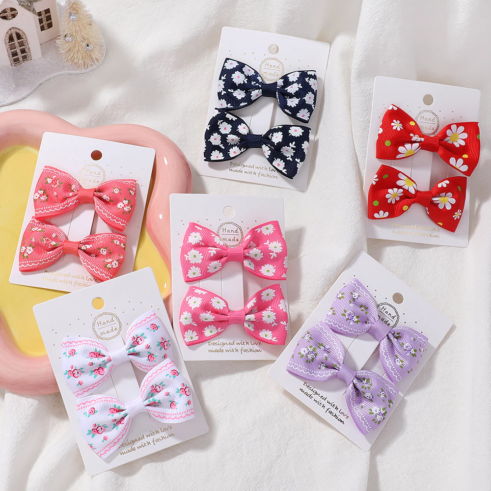 2 Cái / bộ Màu Trơn Trẻ Em Nơ Kẹp Tóc Cho Bé Gái Handmade Nơ Kẹp Tóc Barrettes Chụp Ảnh Phụ Kiện Tóc