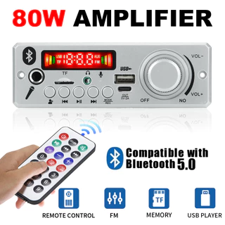 Bộ khuếch đại 40W 80W DIY MP3 Decorator Board 6.5mm Micro 12V Xe MP3 Player Bluetooth 5.0 Đài FM TF AUX USB rảnh tay Ghi