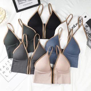 Một Mảnh Dây Kéo Lưng Đẹp Camisole Quấn Ngực Tập Hợp Bé Gái Thể Thao Bên Ngoài Mặc Đế Áo Ngực Quần Lót Nữ