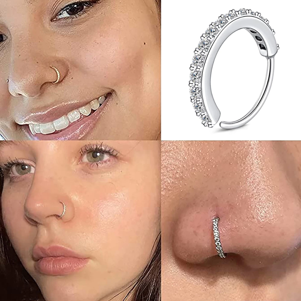 1 chiếc vòng mũi bằng đồng mạ zircon đơn giản, thời trang, trang sức xỏ khuyên cơ thể