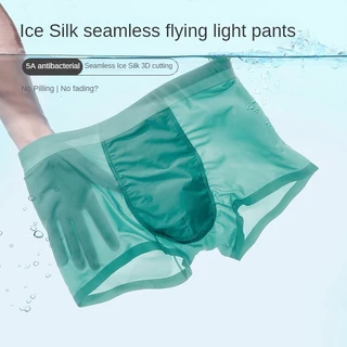 Quần lót nam khô nhanh Ice silk eo mát mẻ liền mạch quần lót nam co giãn cao thoáng khí quần short boxer thể thao