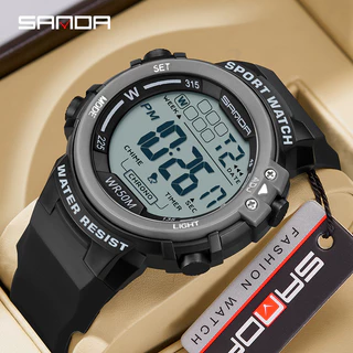 Đồng hồ điện tử đa chức năng SANDA dành cho thanh thiếu niên, xu hướng thời trang và đồng hồ đeo tay dạ quang nam