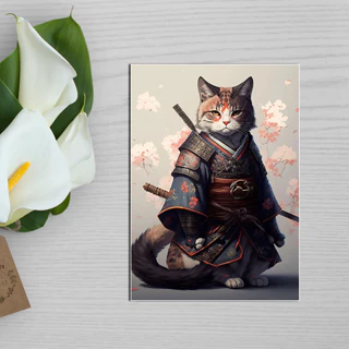  1 Cái A3 / A4 / A5 Kích Thước Thiết Kế Nghệ Thuật Hiện Đại Phong Cách Nhật Bản Màu Nước Mèo Samurai Dán Tường Không Có Khung Quà Tặng Tốt Nhất Phòng Khách Trang Trí Văn Phòng Poster