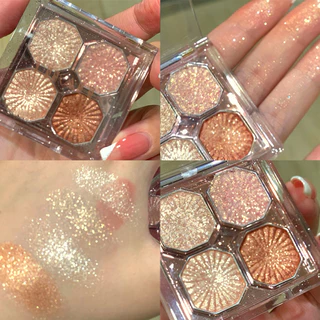 Bảng phấn mắt 4 màu Matte Pearlescent Earth Color Shining Shining Shining Holding Makeup Does Not Take Off Makeup Eye Makeup