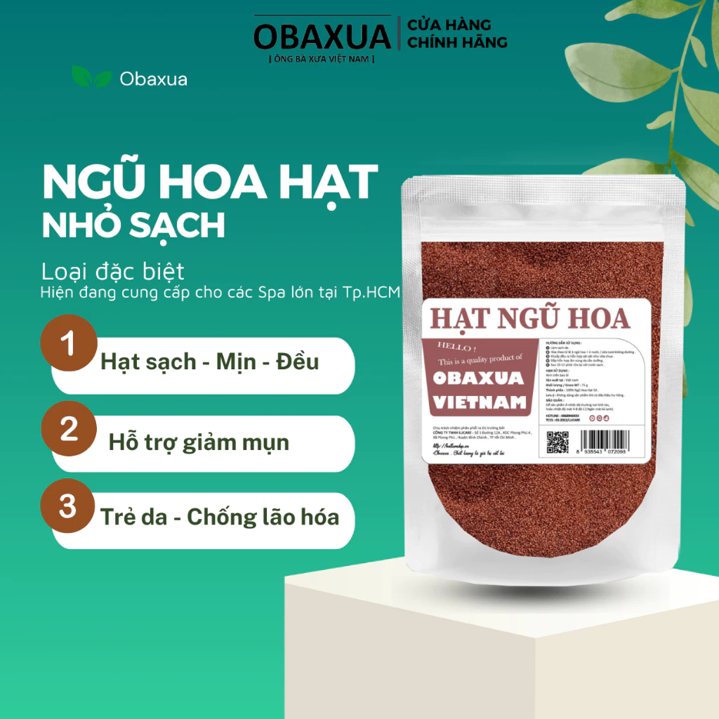 Ngũ hoa hạt To Sạch nguyên chất Obaxua ( hạt ngũ hoa, hạt đình lịch ) Mặt nạ đắp mặt ngừa mụn dưỡng da OG036