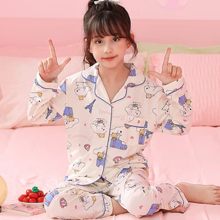 2 Bộ Đồ Ngủ Cinnamoroll Cho Trẻ Em, Bộ Áo & Quần Dài Tay, Bộ Đồ Chờ In Hình Kuromi Sanrio, Bộ Thường Ngày Thoải Mái, Quần Áo Bé Gái