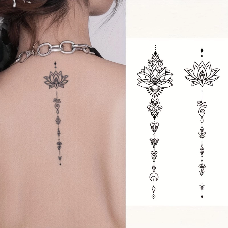 Tattoo Dán Chống Nước Tạm Thời Mới - Thiết Kế Mặt Dây Chuyền Sao Mặt Trăng, Nghệ Thuật Cánh Tay/Chân Dành Cho Nam & Nữ