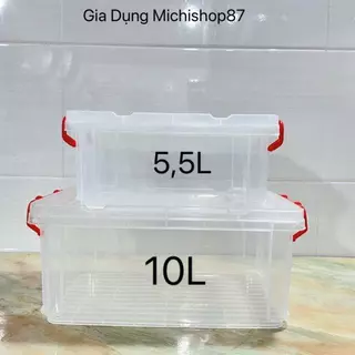 HỘP NHỰA TRONG SUỐT ĐỰNG THỰC PHẨM cỡ 10L có khoá gài nắp to chắc chắn nhựa PP Cao cấp Việt Nhật Mã: NH377