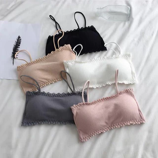 Ren Nguyên Chất Cotton Gợi Cảm Một Dòng Chu Vi Sling Lưng Ngực Ống Top Ren Viền Quấn Ngực Làm Đẹp Áo Quần Lót