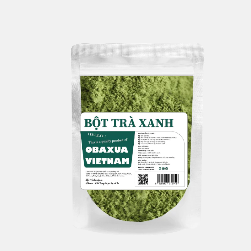 500Gr Bột trà xanh nguyên chất Obaxua - Mặt nạ trà xanh đắp mặt giúp bóc bã nhờn, ngừa mụn, mờ thâm OG092