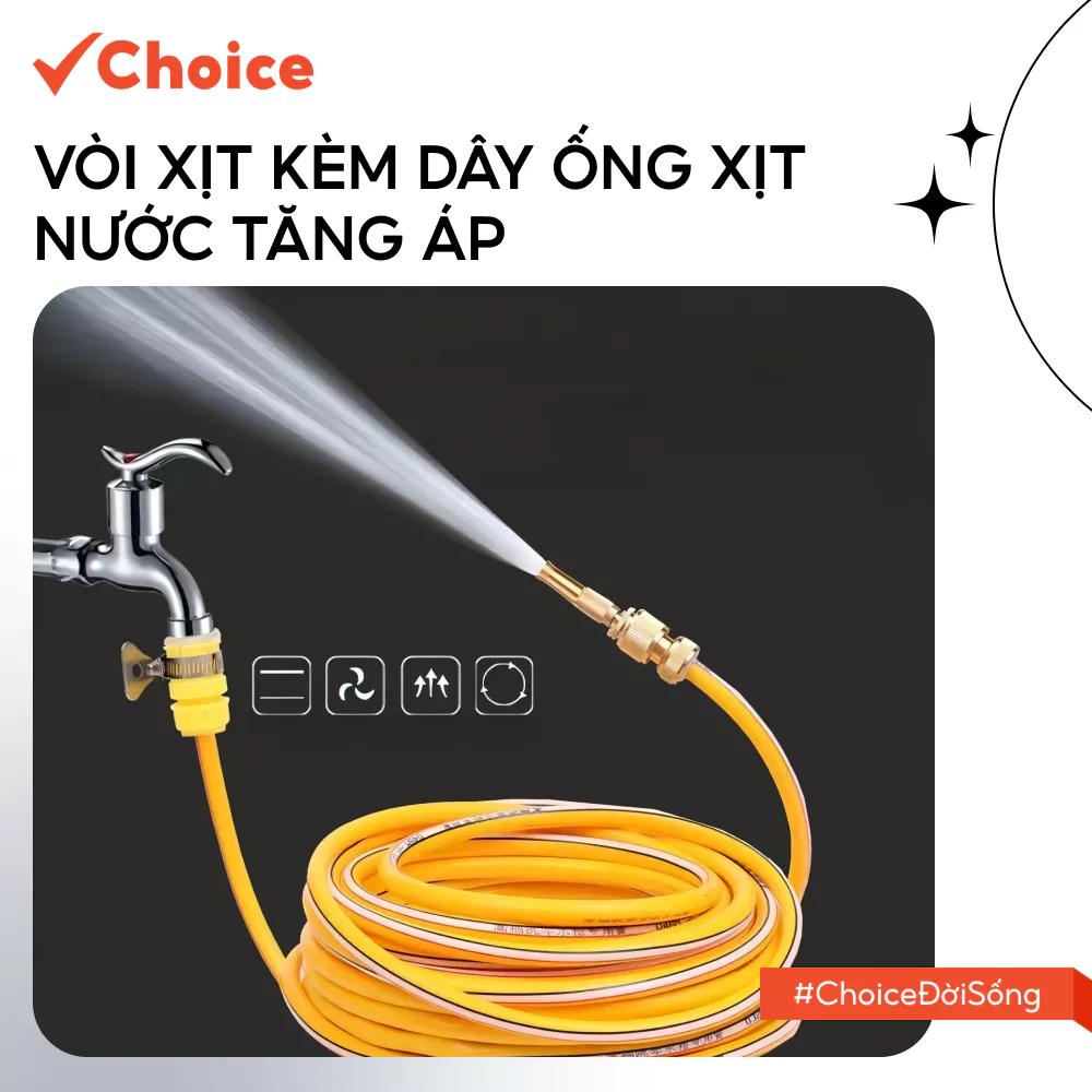 [Choice] Bộ Vòi Xịt Kèm Dây Ống Xịt Nước Tăng Áp LS1-2808-41 Tưới Cây Vườn, Rửa Xe, Dài 15m