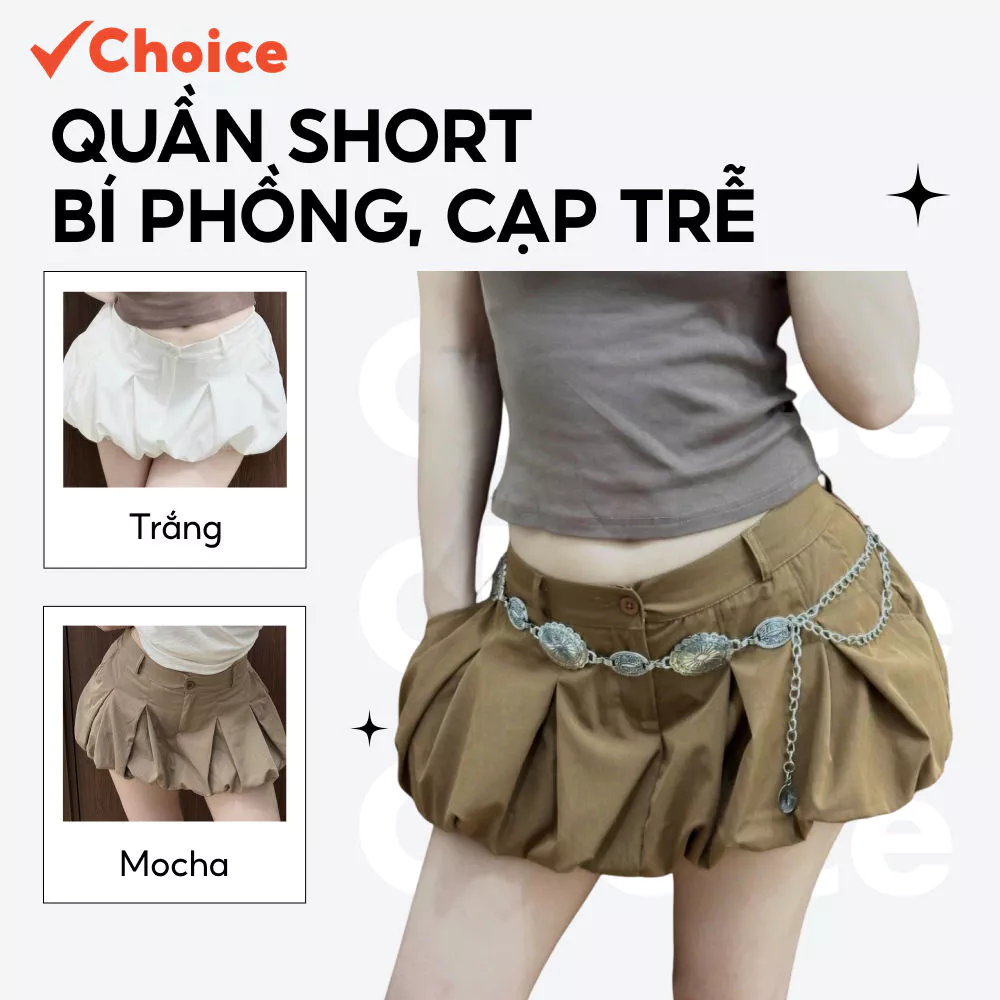 [Choice] [Trendy] Quần Short Bí Phồng FA1-2711-3 Cạp Trễ Y2K (Có Quần Bảo Hộ)