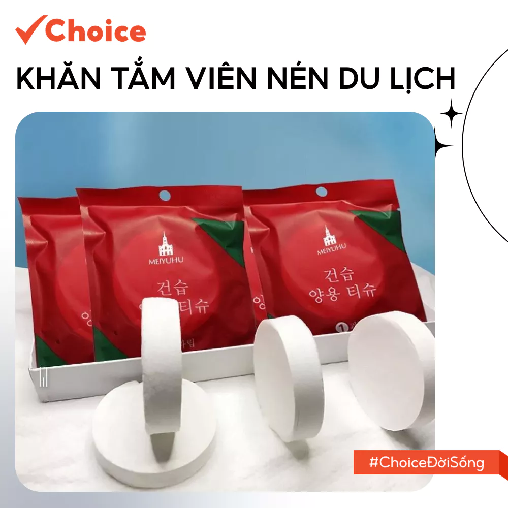[Choice] Túi Khăn Tắm Viên Nén Du Lịch LS1-2808-3 70x140cm, Dùng Nhiều Lần, Chất Cotton Tiện Lợi