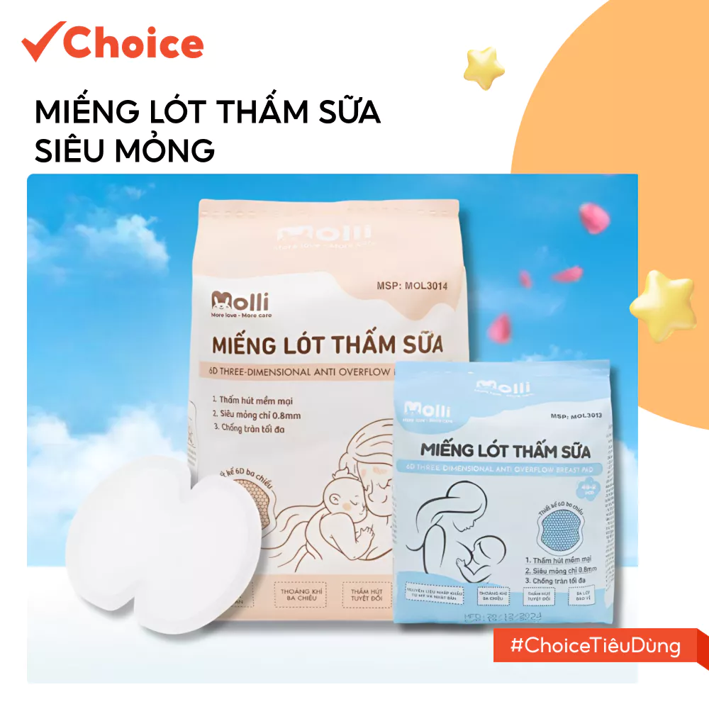 [Choice] Miếng Lót Thấm Sữa Siêu Mỏng Molli FM2-2198-6 Dùng Được Cả Ban Ngày Và Đêm, 50PCS/100PCS