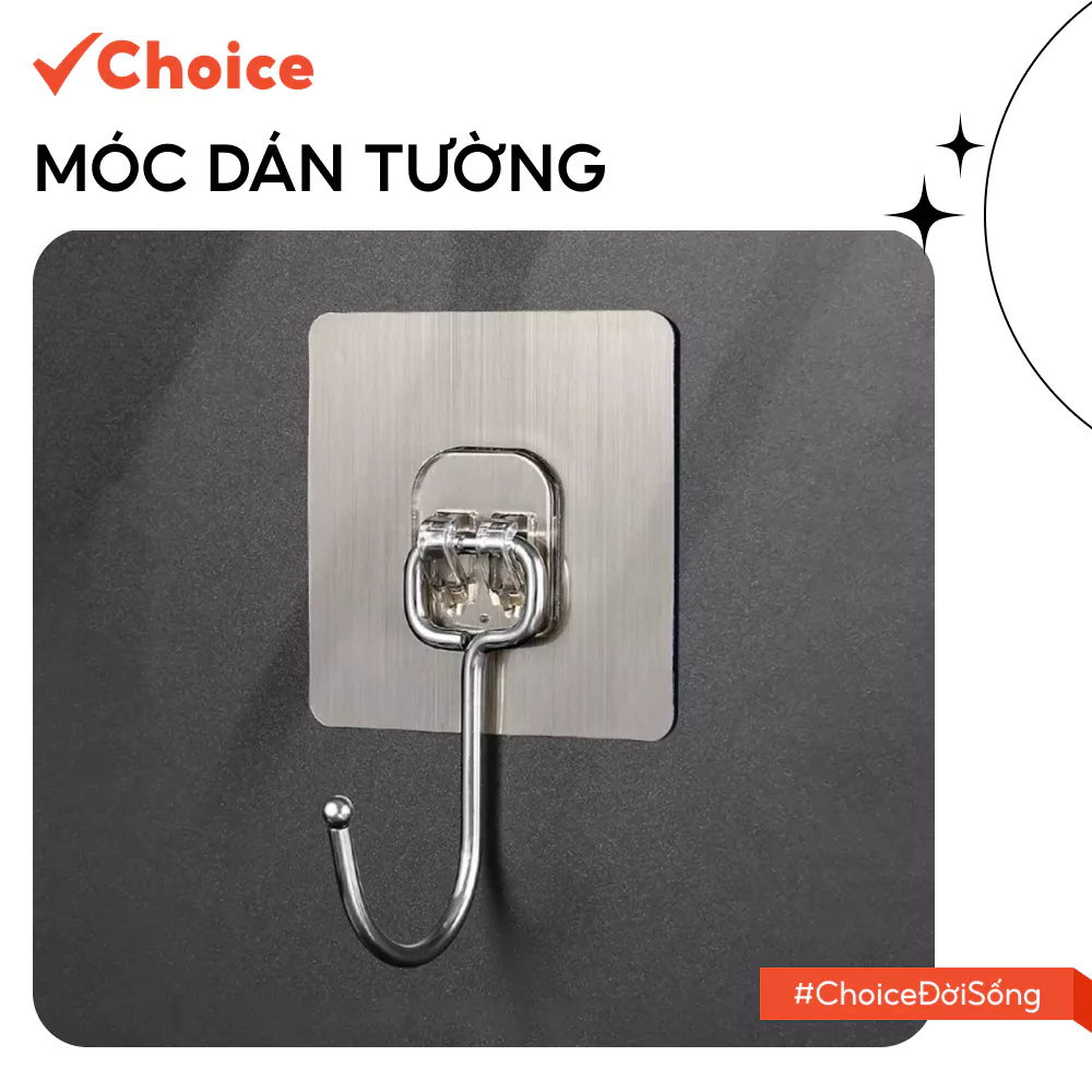 [Choice] Móc Dán Tường LS1-2817-24 Inox 304 Chịu Lực, Siêu Dính, Treo Đồ Đa Năng, Tiện Ích