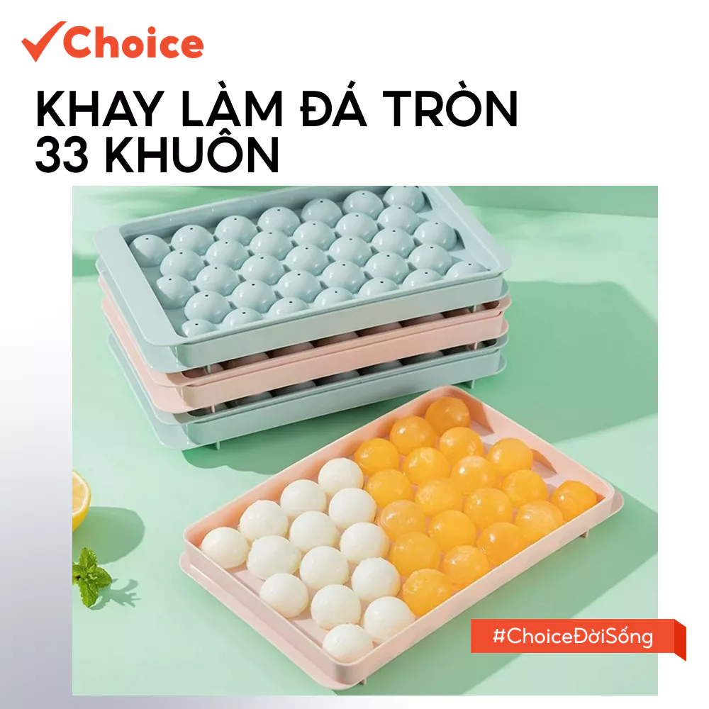[Choice] Khay làm đá tròn 33 ô LS1-0144-3057 khuôn làm thạch rau câu bi đá viên 2 màu