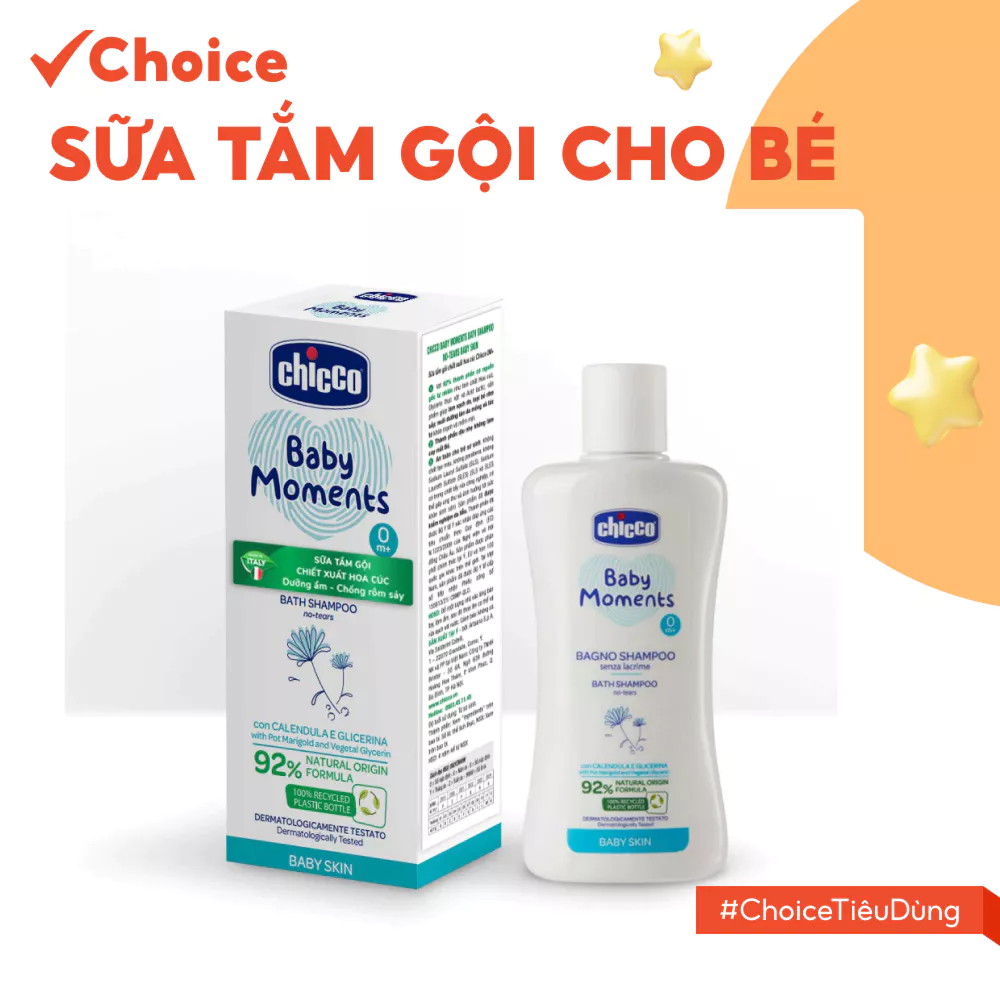 [Choice] Sữa Tắm Gội Chicco FM2-2531-14 Chiết Xuất Hoa Cúc, 0M+, Tiện Lợi, 200ml/500ml