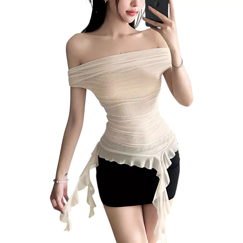 Áo Trễ Vai Choice FA1-2711-1 Thun Lưới, Ôm Body, Phong Cách Slay
