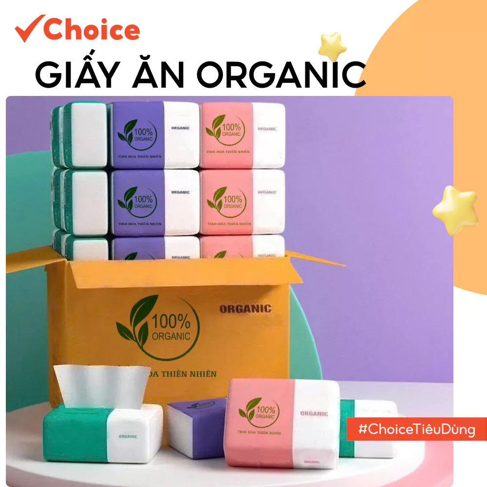 [Choice] Thùng 40 Gói Giấy Ăn Gấu Trúc Organic FM2-0649-84 Giấy 3 Lớp Dai Mịn Hàng Loại 1