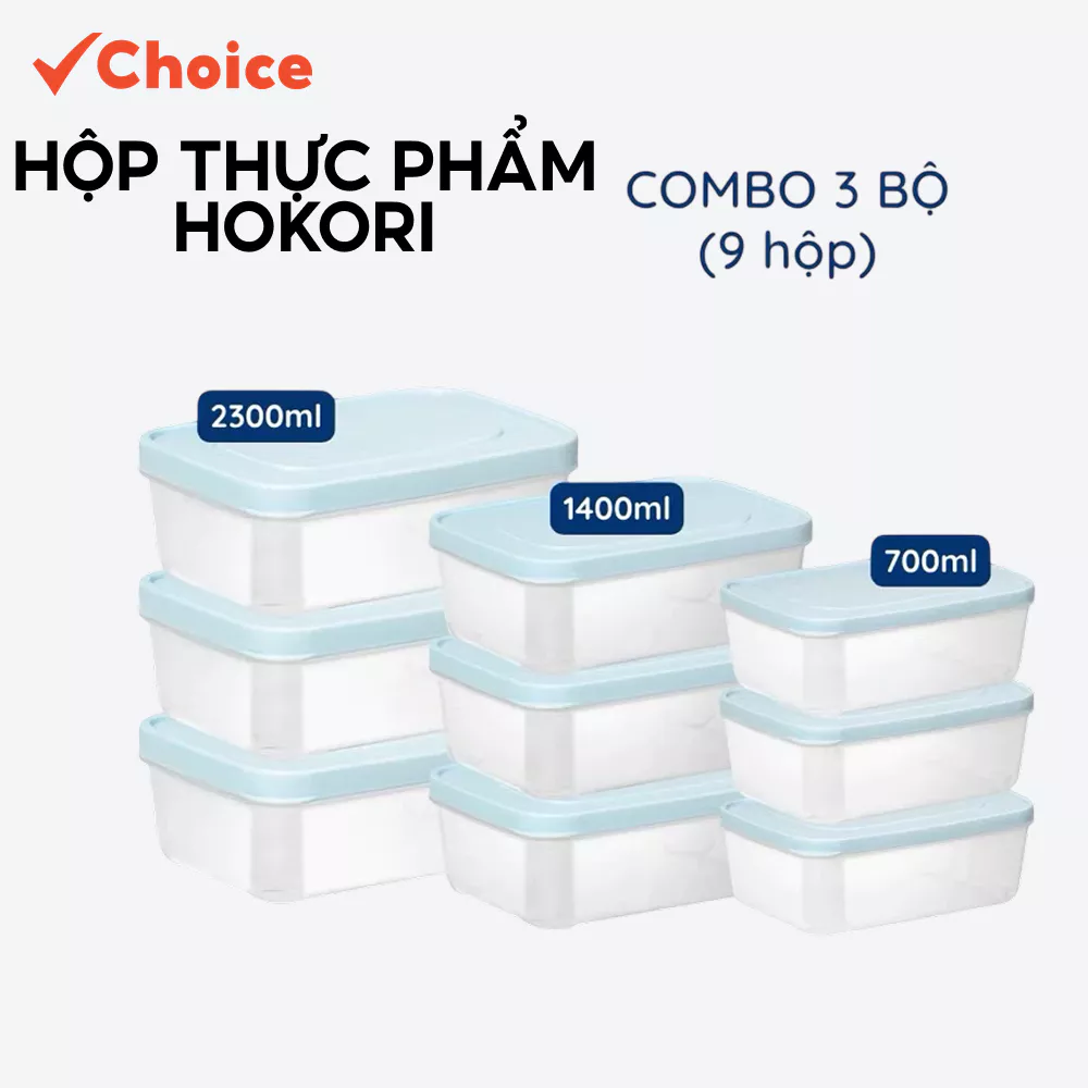 [Choice] Combo 9 Hộp Đựng Thực Phẩm Hokori Nhựa Dẻo Siêu Bền Việt Nhật LS1-0144-3053 Bảo Quản Đồ Ăn