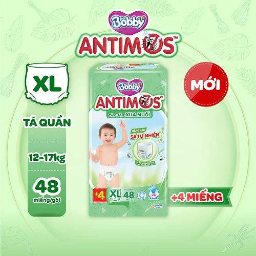 [MKB Gift] Tã Quần Xua Muỗi Bobby Antimos – Hàng rào Sả tự nhiên Bye Muỗi 8H XL48+4