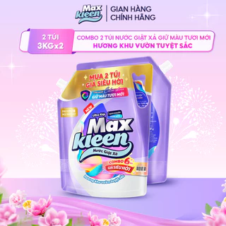 [MỚI] Combo 2 túi Nước giặt xả MaxKleen giữ màu tươi mới Hương Khu Vườn Tuyệt Sắc 3kg x 2 - Phiên bản giới hạn