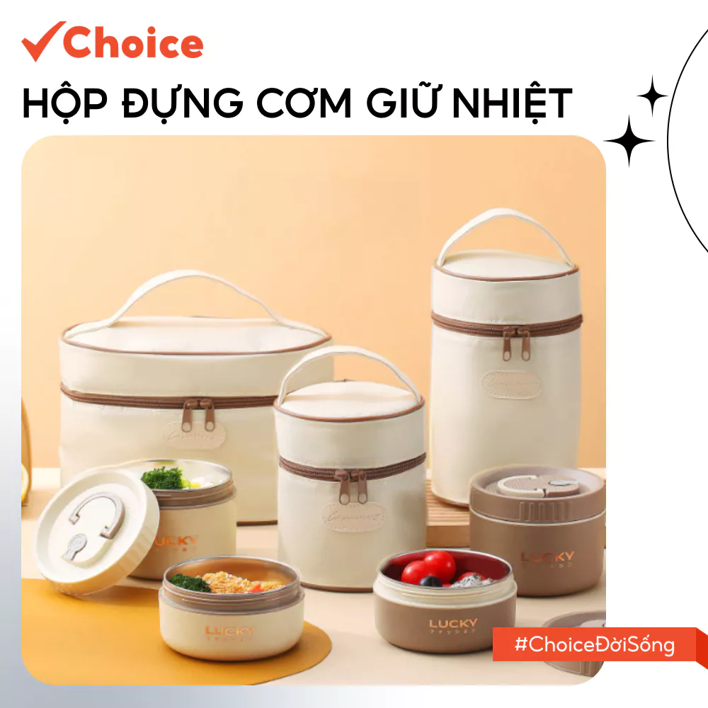 [Choice] Hộp Đựng Cơm Giữ Nhiệt Văn Phòng LS1-2807-66 Tặng Túi, Dùng Được Trong Lò Vi Sóng