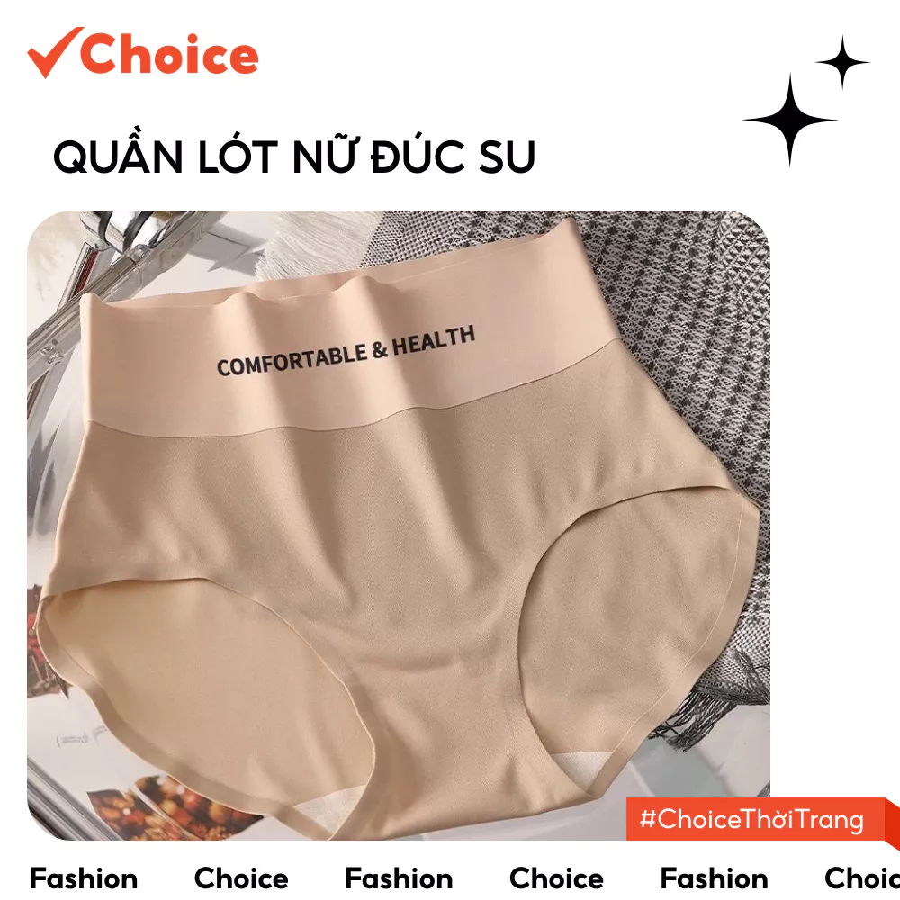 [New] [Choice] Quần lót nữ đúc su Choice QLS68 cạp cao ôm bụng tàng hình in chữ