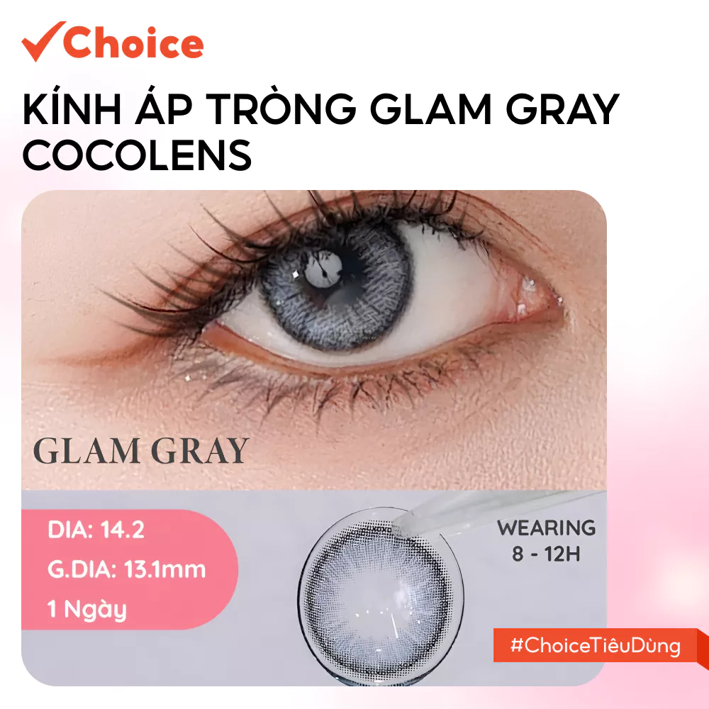 [Choice] Cocolens Lens / Kính Áp Tròng Khoá Ẩm FM1-2894-103 Glam Gray 24h 1 Ngày Màu Xám (1 Chiếc)