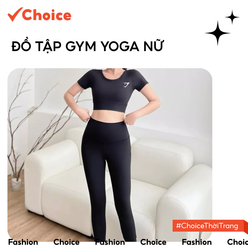 [Choice] Đồ Tập Gym Yoga Nữ FA1-2881-17 Áo Cộc Tay, Dây Chéo Sau Lưng Quần Dài Kèm Mút, D16