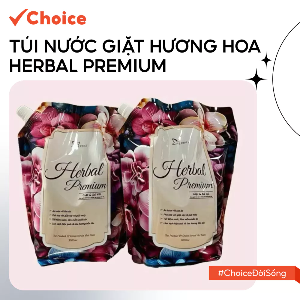 [Choice] Túi Nước Giặt Sinh Học Hương Hoa Herbal Premium LS1-0144-690 Hương Hoa Pháp Túi 3.6KG