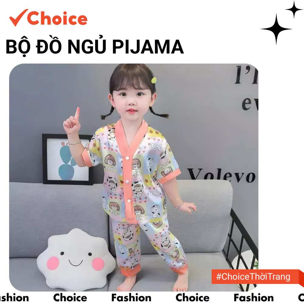 [Choice] Bộ đồ ngủ Pijama FA1-2979-3 mùa hè cho bé gái, thiết kế họa tiết dễ thương cho bé 9-35kg