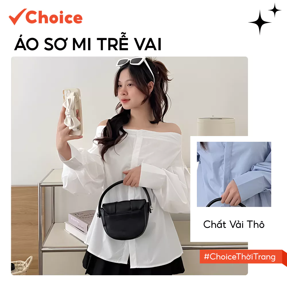 [New] [Choice] Áo Sơ Mi Trễ Vai FORGIRL T036 Tay Bồng Điệu Đà