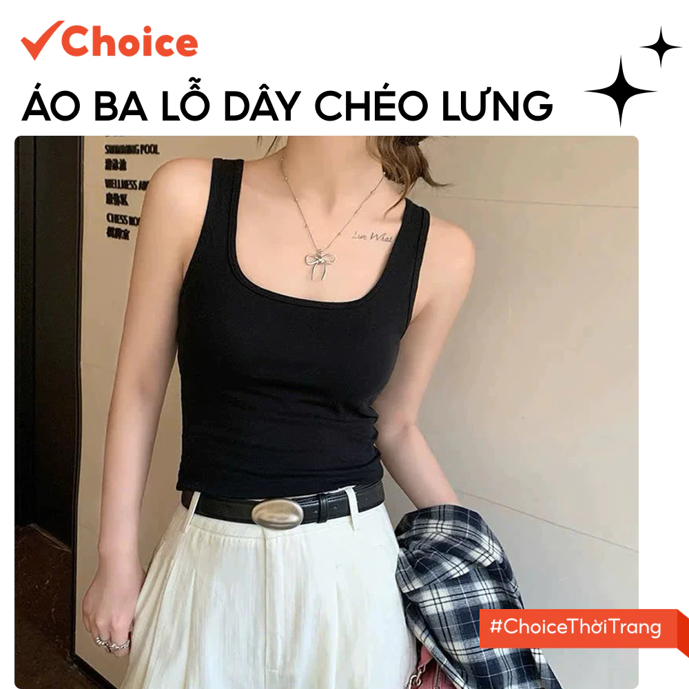 [Choice] Áo Ba Lỗ Dây Chéo Lưng FA1-2711-937 Áo Dây To Cổ Vuông Siêu Cá Tính