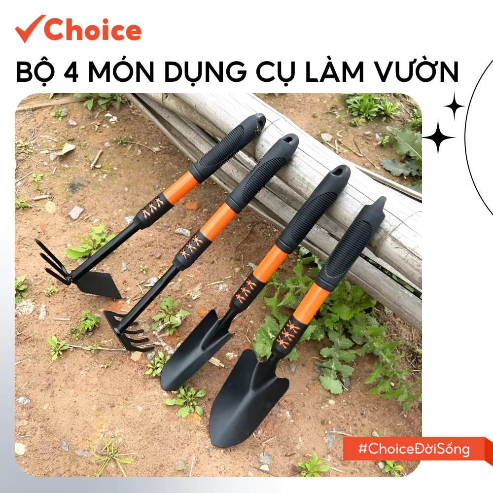 [New] [Choice] Bộ 4 Món Dụng Cụ Làm Vườn LS1-0916-98 Tay Cầm Bọc Cao Su Chắc Chắn, Tiện Dụng