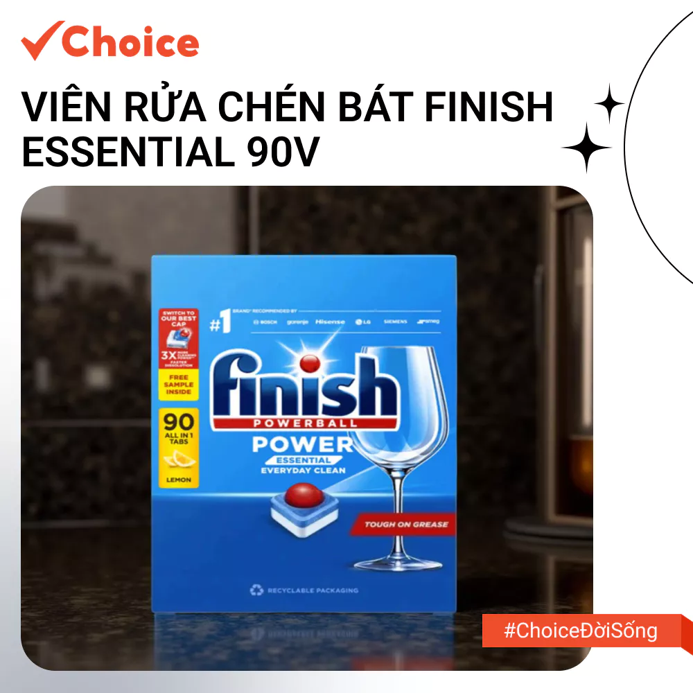 [Choice] Viên Rửa Chén Bát Finish Essential FM2-0496-14 Hương Chanh 90v
